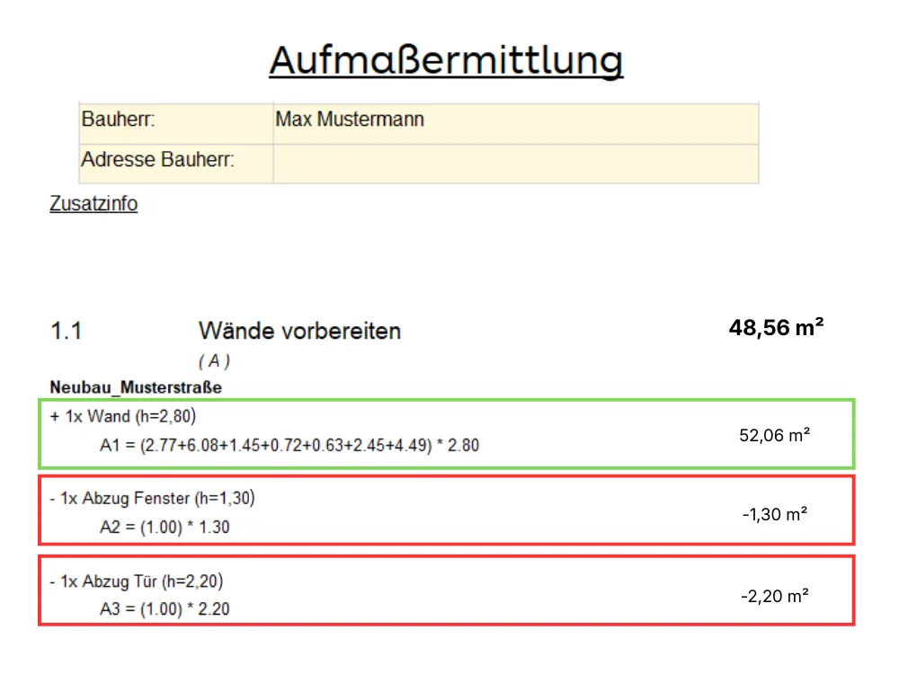 Aufmaßprotokoll