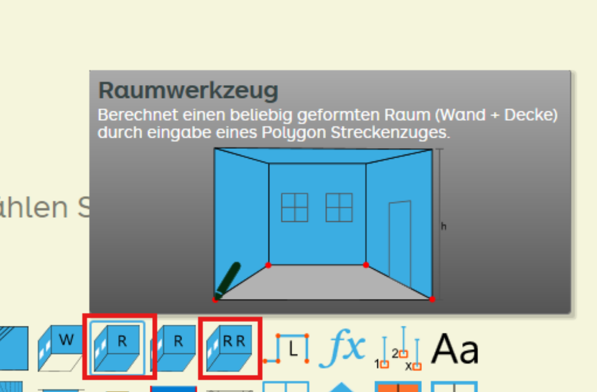 Auswahl Raumwerkzeug